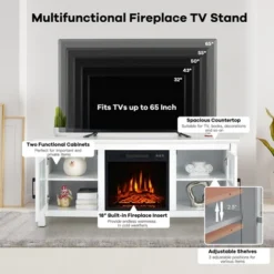 Costway 58 Inches Fireplace TV Stand For TVs Up To 65 Inches W/ 1400W Electric Fireplace 19 Costway 58 Inches Fireplace TV Stand For TVs Up To 65 Inches W/ 1400W Electric Fireplace -Costway GUEST a1a7d6ed 6f2a 4043 877b 1169add2a5e7