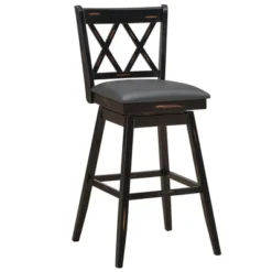 Costway Set Of 2/4 Barstools Swivel Bar Height Chairs With Rubber Wood Legs Black/White -Costway GUEST a1b8607f 4578 41a5 b318 588a992e3c65