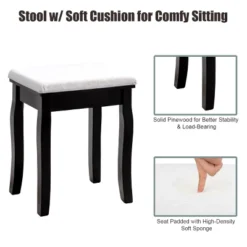 Costway Square Mirror Dressing Table Set Makeup Vanity For Bedroom, Living Room White/Black -Costway GUEST a1d06031 0096 4177 a9ab 5208e87ff1e6