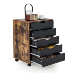 Costway 5 Drawer Chest Storage Dresser Floor Cabinet Organizer With Wheels Rustic Brown 19 Costway 5 Drawer Chest Storage Dresser Floor Cabinet Organizer With Wheels Rustic Brown -Costway GUEST a1e8d0de 624e 4bf1 ab36 4bdc5f3ec925