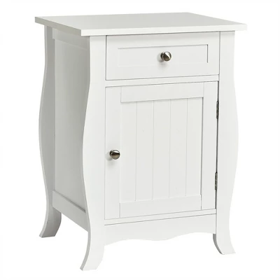 Costway 2PCS Accent End Table With Drawer Storage Cabinet Nightstand White 11 Costway 2PCS Accent End Table With Drawer Storage Cabinet Nightstand White - Image 9