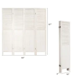 Costway 4 Panel Folding Privacy Room Divider Screen Home Furniture 5.6 Ft Tall White