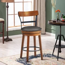 Costway Set Of 2/4 BarStool 25.5'' Swivel Counter Height Dining Chair With Rubber Wood Legs -Costway GUEST a2551f82 3640 4b46 ae52 38837a0d47c0