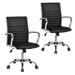 Costway Set Of 2 PU Leather Office Chair High Back Conference Task Chair W/Armrests -Costway GUEST a2740604 e276 409a 8057 95cdf2d916eb