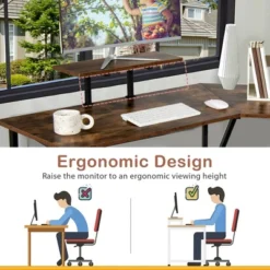 Costway 88.5'' L Shaped Reversible Computer Desk 2 Person Long Table Monitor Stand -Costway GUEST a2a45642 6eb4 4533 b0e0 5c97c9ee5664