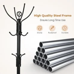 Costway 78'' Metal Coat Rack Free Standing Tree Hat Umbrella Holder Hanger Hooks Black -Costway GUEST a2acb112 44d5 4f73 8956 7f5572dfacf2