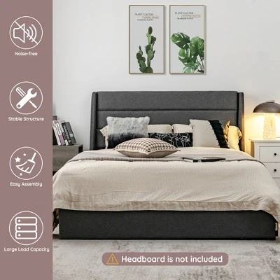 Costway Platform Bed Frame With 3 Storage Drawers Mattress Foundation Grey 7 Costway Platform Bed Frame With 3 Storage Drawers Mattress Foundation Grey - Image 5