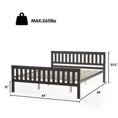 Costway Queen Wood Platform Bed With Headboard And Footboard Mattress Foundation 3 Costway Queen Wood Platform Bed With Headboard And Footboard Mattress Foundation