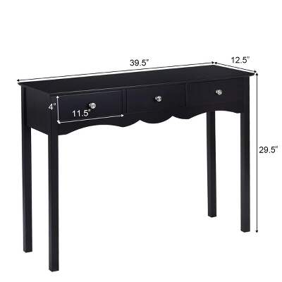 Costway Console Table Hall Table Side Table Desk Accent Table 3 Drawers Entryway Black 3 Costway Console Table Hall Table Side Table Desk Accent Table 3 Drawers Entryway Black