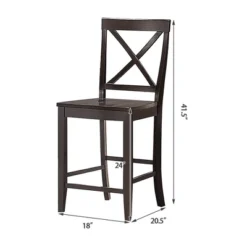Costway Set Of 2 24'' Counter Height Barstools Kitchen Dining Chairs Rubber Wood Frame