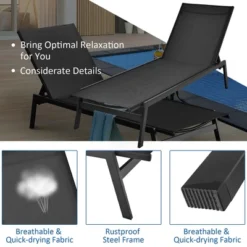 Costway Patio Lounge Chair Chaise Recliner Back Adjustable Garden Deck BrownBlack -Costway GUEST a326a72a 4ab3 4a98 8a46 8a80db87a23a