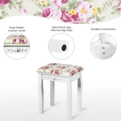 Costway Vanity Wood Dressing Stool Padded Chair Makeup Cushion White Backless -Costway GUEST a344125f 3c17 4fd7 ab2a fd8575bebf36