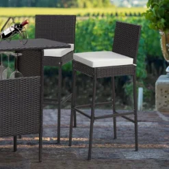 Costway Patio Wicker Barstools Bar Height Chairs W/ Cushions Backyard Off White -Costway GUEST a35865fa 1f10 4782 b8a1 6d4ef7984a8b