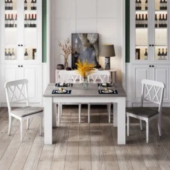 Costway Dining Table 47 Inch Kitchen Dining Table Rectangular For Small Space Dark Gray/Light Gray