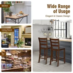 Costway Set Of 2 Barstools Counter Height Chairs W/Fabric Seat & Rubber Wood Legs -Costway GUEST a39c5d3a 8223 4d8a 9ed8 a6db9ea3862c