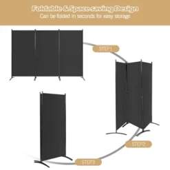 Costway 3-Panel Room Divider Folding Privacy Partition Screen For Office Room WhiteBlackBrown -Costway GUEST a3bf28fd 9317 4809 863a 2d97e2f08fda