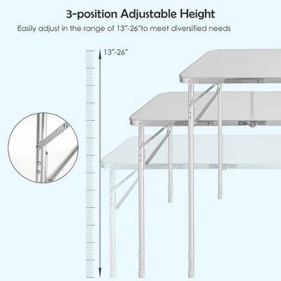 Costway 2PCS Folding Tables 8FT Height Adjustable Aluminum Picnic Table W/ Carrying Handle 8 Costway 2PCS Folding Tables 8FT Height Adjustable Aluminum Picnic Table W/ Carrying Handle - Image 6