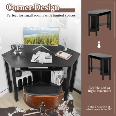 Costway Wooden Corner Desk With Drawer Computer PC Table Study Office Room Black 7 Costway Wooden Corner Desk With Drawer Computer PC Table Study Office Room Black - Image 5