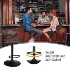 Costway Set Of 2 Adjustable Bar Stools Swivel Bar Chairs Pub Kitchen Brown -Costway GUEST a3ea8254 6948 4942 82a3 602fc7410fed