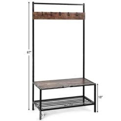 COSTWAY 3 In 1 Industrial Coat Rack Shoe Bench Entryway Hall Tree Storage Shelf W/ Hooks 15 COSTWAY 3 In 1 Industrial Coat Rack Shoe Bench Entryway Hall Tree Storage Shelf W/ Hooks -Costway GUEST a41c6dd7 9b61 4b83 9ee5 d2a8cb04dea0