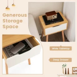 Costway Nightstand End Side Sofa Table Storage Drawer Living Room With Solid Wood Leg -Costway GUEST a43a2822 a42d 4fee aac8 d77982955a17