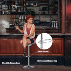 Costway Set Of 4 Swivel Bar Stool PU Leather Adjustable Kitchen Counter Bar Chair White -Costway GUEST a4557b16 1ba2 4b46 b2f2 09e68e6bd1f8