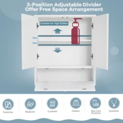 Costway Bathroom Cabinet Medicine Cabinet Double Mirror Door Wall Mount Storage Wood Shelf White -Costway GUEST a4566e04 16cc 466e a6ca 614e3c7514c7