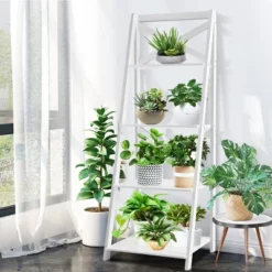 Costway Set Of 2 Ladder Shelf 4-Tier Bookshelf Bookcase Storage Display Plant Leaning 13 Costway Set Of 2 Ladder Shelf 4-Tier Bookshelf Bookcase Storage Display Plant Leaning -Costway GUEST a4676e1f af77 4339 9d1d 6a9ba2075d80