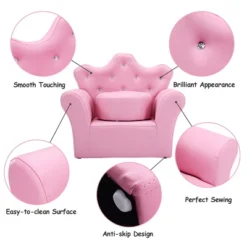 Costway Pink Kids Sofa Armrest Chair Couch Children Toddler Birthday Gift W/ Ottoman 17 Costway Pink Kids Sofa Armrest Chair Couch Children Toddler Birthday Gift W/ Ottoman -Costway GUEST a470110b e545 486e 8229 00494913a96f