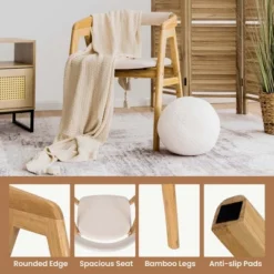 Costway Leisure Bamboo Chair Dining Chair W/ Curved Back & Anti-slip Foot Pads -Costway GUEST a48f1535 588c 42f9 b5b6 b9ca8416d844