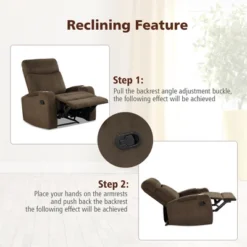 Costway Recliner Chair Single Sofa Lounger With Arm Storage & Cup Holder CoffeeGreyBrown 18 Costway Recliner Chair Single Sofa Lounger With Arm Storage & Cup Holder CoffeeGreyBrown -Costway GUEST a4ebb134 7dea 4660 9bdf 947e4a5f300e