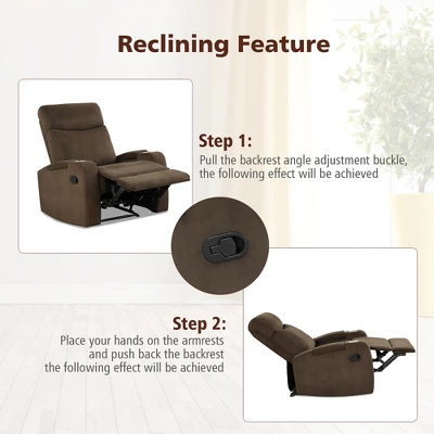 Costway Recliner Chair Single Sofa Lounger With Arm Storage & Cup Holder CoffeeGreyBrown 7 Costway Recliner Chair Single Sofa Lounger With Arm Storage & Cup Holder CoffeeGreyBrown - Image 5