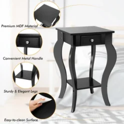 Costway End Side Table With Drawer Bottom Shelf Accent Nightstand Bedroom WhiteBlackBrown -Costway GUEST a4f7d7eb a77b 4466 a034 2e14c03e6c6e