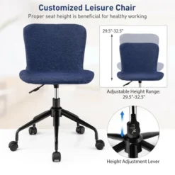 Costway Mid Back Armless Office Chair Adjustable Swivel Linen Task Chair 18 Costway Mid Back Armless Office Chair Adjustable Swivel Linen Task Chair -Costway GUEST a50ec55f 2e5b 4ba9 9ccd 80470543f8c5