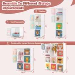 Costway 12-Cube Kids Wardrobe Baby Dresser Bedroom Armoire Clothes Hanging Closet With Door -Costway GUEST a525bb53 9bd0 475d 9f2b 42395d9c600c