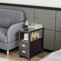 Costway End Table Space-Saving Rectangular Bedside Table W/ 2 Drawers & Shelf Espress -Costway GUEST a5584f41 709a 46ae b14a ec7ea062d5dd