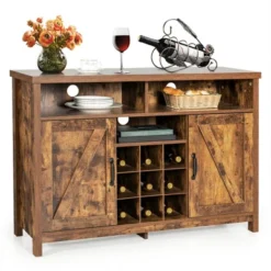 Costway Buffet Storage Cabinet Farmhouse Sideboard W/9-Bottle Wine Rack & 2 Doors 23 Costway Buffet Storage Cabinet Farmhouse Sideboard W/9-Bottle Wine Rack & 2 Doors -Costway GUEST a55fbbe7 9f77 40e7 9e97 ad102afa634a