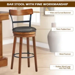 Costway Set Of 2/4 BarStool 30.5'' Swivel Pub Height Dining Chair With Rubber Wood Legs -Costway GUEST a5708692 64f0 44ba 9b73 217390ec95d2
