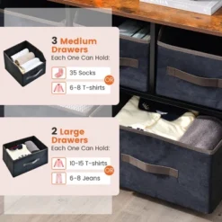 Costway 5-Drawer Storage Dresser Organizer Unit With Fabric Bin For Living Room Bedroom -Costway GUEST a5844610 7a01 4532 8897 8c2be7c477d5