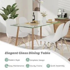 Costway Modern Glass Dining Table Rectangular Dining Room Table W/Metal Legs For Kitchen -Costway GUEST a5b8759f 7820 403c abca 5d0009e1034e