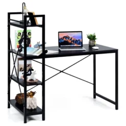 Costway 47.5'' Compact Computer Desk With 4-Tier Storage Bookshelves For Home Office -Costway GUEST a5cc520b 9c0f 4c5d 8fcc ace09b520711