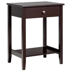 Costway Nightstand End Table Storage Display Bedroom Furniture Drawer Shelf Beside WhiteBrownGrey -Costway GUEST a644943a 7113 478f 8411 5b4101473933