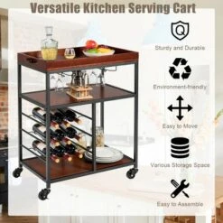Costway 3 Tier Kitchen Trolley Utility Cart W/Wine Rack & Glass Holder 14 Costway 3 Tier Kitchen Trolley Utility Cart W/Wine Rack & Glass Holder -Costway GUEST a64db568 b6f0 4633 a36c fdeb3fe6ce7c