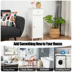 Costway Wooden Bathroom Floor Storage Cabinet Organizer With Drawer And Adjustable Shelf 15 Costway Wooden Bathroom Floor Storage Cabinet Organizer With Drawer And Adjustable Shelf -Costway GUEST a657dc96 b149 454f 8b27 ebb1187d7b5d