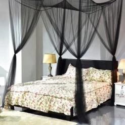 4 Corner Post Bed Canopy Mosquito Net Full Queen King Size Netting Bedding Black -Costway GUEST a66a1e56 6889 43c3 9d14 e5e392f679bb