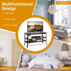 Costway 3-tier TV Stand Console Table Media Entertainment Center W/Mesh Storage Shelf -Costway GUEST a6ac2a90 a376 4ba0 a9c1 650c71f6ae10