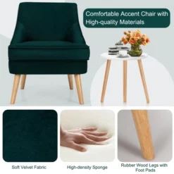 Costway Set Of 2 Accent Chairs Velvet Single Sofa Chair W/Rubber Wood Legs PinkGreenGrey -Costway GUEST a6ae4a77 93c7 4f10 8ec6 baf750c8c493