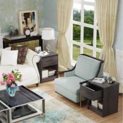 Costway Nightstand With Drawer Storage Shelf Wooden End Side Table Bedroom Brown / Black / Natural 21 Costway Nightstand With Drawer Storage Shelf Wooden End Side Table Bedroom Brown / Black / Natural -Costway GUEST a6d83785 c17c 4f18 ab50 3f44a6dd46f1