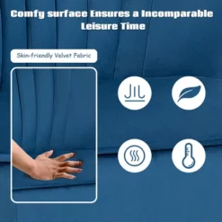 Costway Leisure Chair And Ottoman Thick Padded Velvet Tufted Sofa Set W/ Wood Legs PinkBlue Green -Costway GUEST a7990f27 fb63 4b21 8977 4fc4aabb7cf1