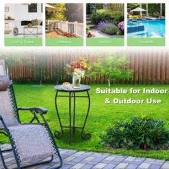 Costway Mosaic Side Table Accent Table Round Balcony Bistro End Table OrangeBlueNavy -Costway GUEST a82a54da 4188 43fc ad86 d44558630beb